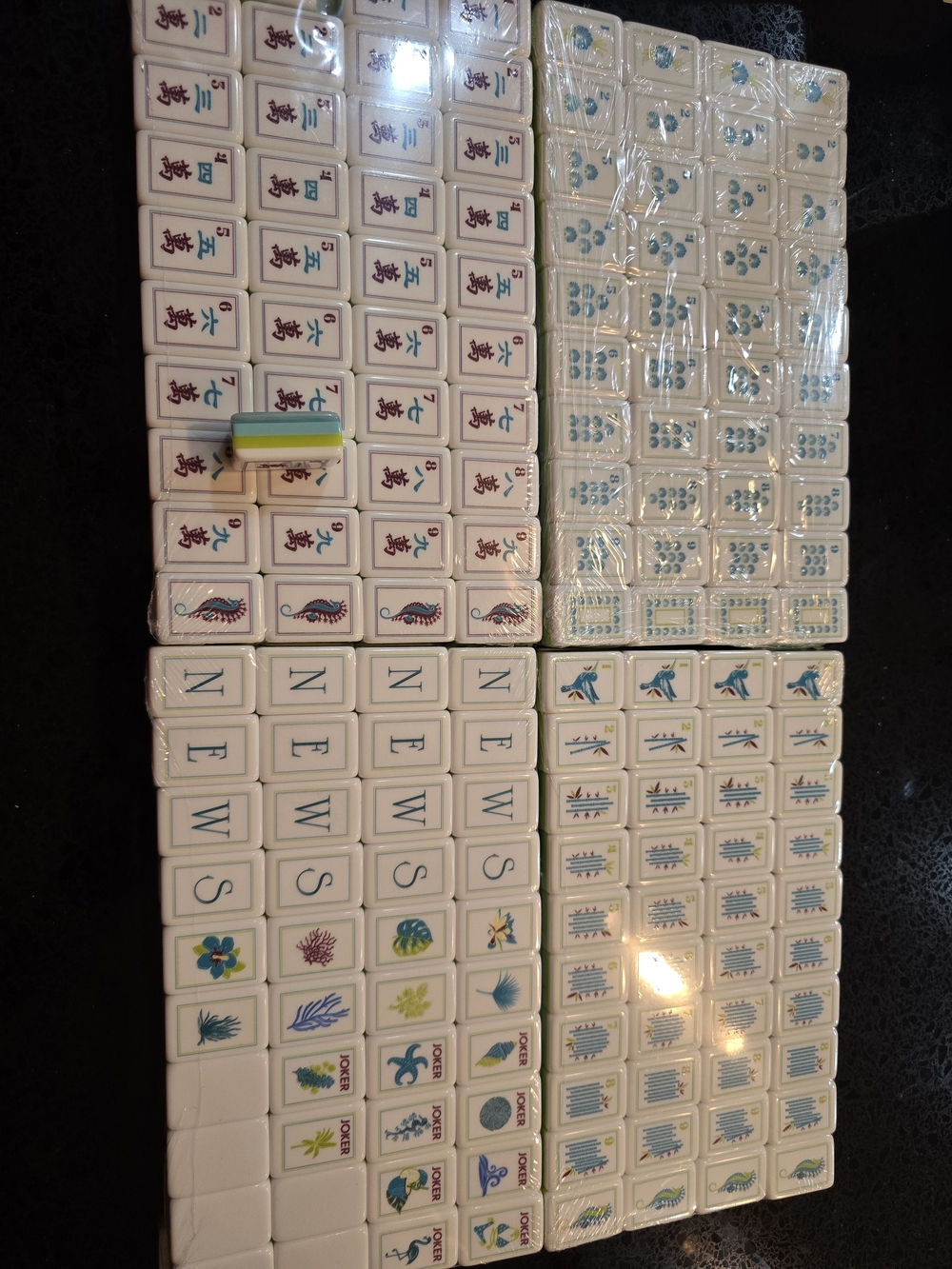 Aqua Blue Glitter Pearl Mahjong Beach Tiles - Picture 6 of 8